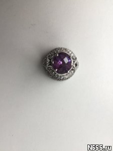Кольцо новое серебро 19 размер камень аметист фиол фото 4