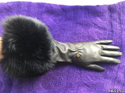 Перчатки новые versace италия кожа черные мех лиса - картинка 3