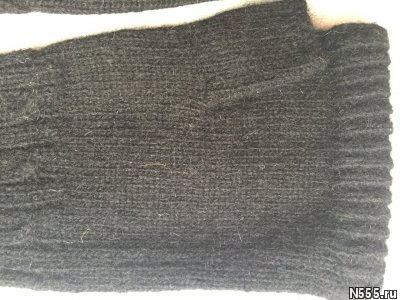 Перчатки длинные шерсть чёрные митенки вязаные жен - картинка 2