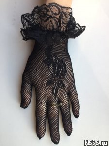 Перчатки новые женские черные сетка кружева стретч фото