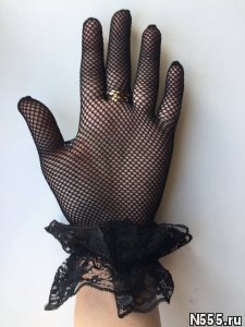 Перчатки новые женские черные сетка кружева стретч фото 4