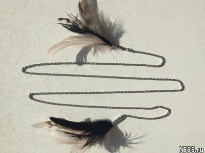Колье цепочка цепь бижутерия украшение перья чёрны фото 2