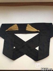Пояс лента ткань черный кисти золото аксессуар рем