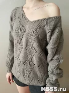 Шикарный пуловер в стиле оверсайз - ручная работа