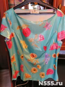 Кофточка блузочка блуза блестящая в цветы р 44